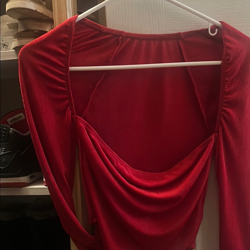 SHEIN Vibrant Red Draped Blouse